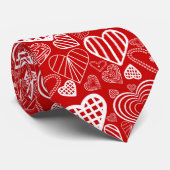 Valentijn harten houden van rood wit stropdas (Opgerold)