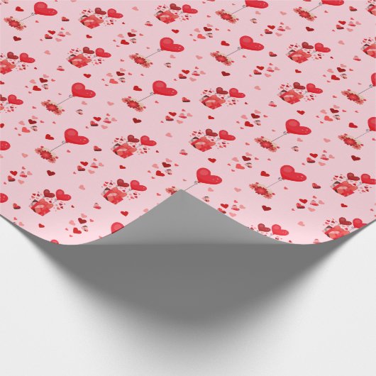 Valentijn Harten op roze Cadeaupapier (Hoek)