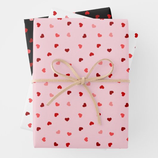 Valentijn Harten op roze, wit en zwart Inpakpapier Vel (In situ)