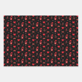 Valentijn Harten op roze, wit en zwart Inpakpapier Vel (Voorkant 3)