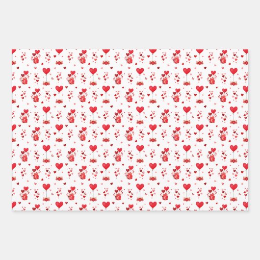 Valentijn Harten op roze, wit en zwart Inpakpapier Vel (Voorkant 2)