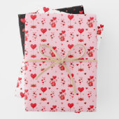 Valentijn Harten op roze, wit en zwart Inpakpapier Vel (In situ)