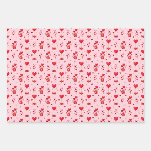 Valentijn Harten op roze, wit en zwart Inpakpapier Vel (Voorkant)