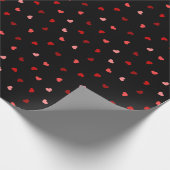 Valentijn Harten op zwart Cadeaupapier (Hoek)
