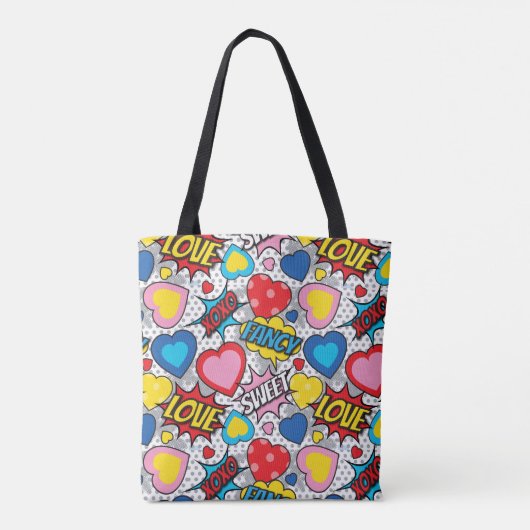 Valentijn Harten Pop Art Tote Bag (Achterkant)