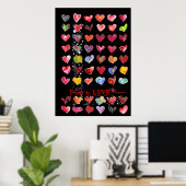 Valentijn Harten Poster in zwart (Thuiskantoor)