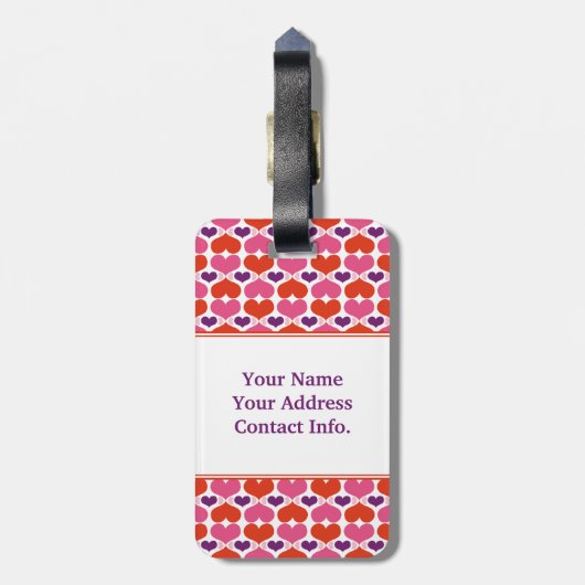 Valentijn Harten Quilt Monogram Bagagelabel (Achterkant verticaal)