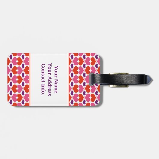 Valentijn Harten Quilt Monogram Bagagelabel (Achterkant horizontaal)