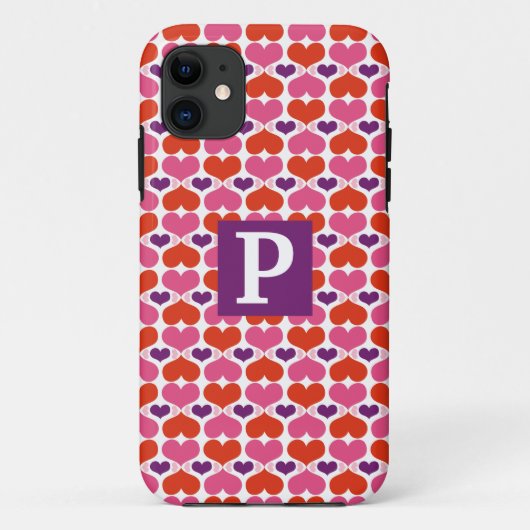 Valentijn Harten Quilt Monogram Case-Mate iPhone Case (Achterkant)