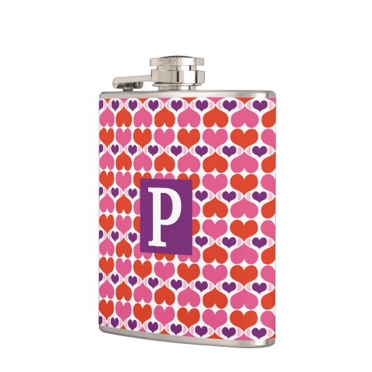 Valentijn Harten Quilt Monogram Heupfles (Links)