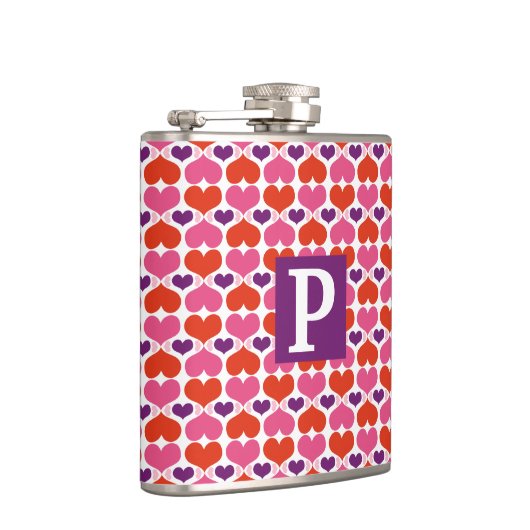 Valentijn Harten Quilt Monogram Heupfles (Rechts)