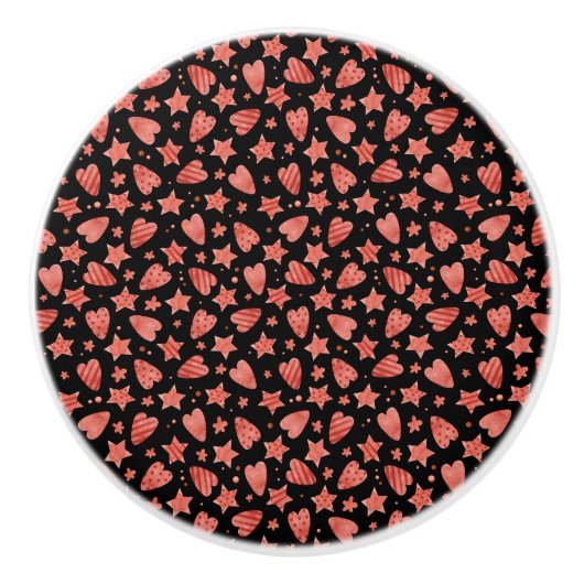 Valentijn Harten & Sterren Keramische Knop (Voorkant)