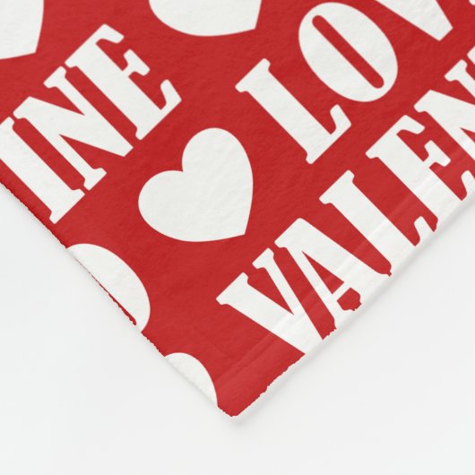Valentijn harten stijlvol modern chique rood wit fleece deken (Hoek)