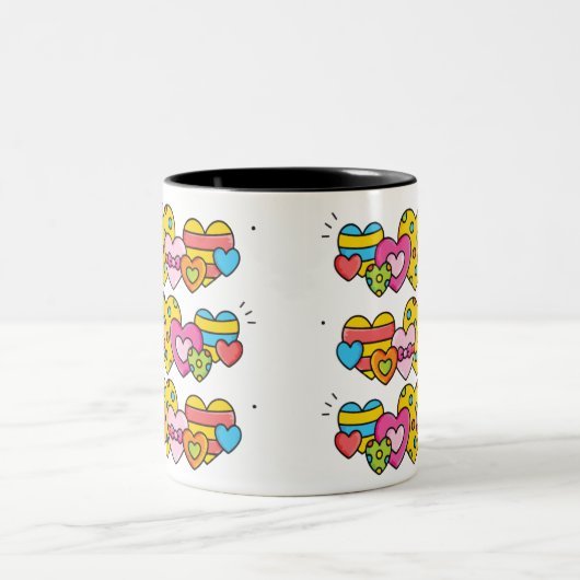 Valentijn harten tweekleurige koffiemok (Center)