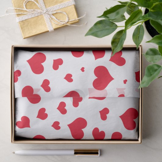 Valentijn harten Willekeurig patroon rood/wit Tissuepapier (Geschenk)