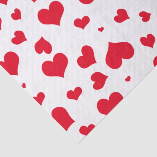 Valentijn harten Willekeurig patroon rood/wit Tissuepapier (Detail)