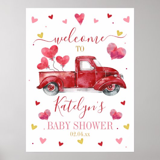 Valentijn Harthday Baby shower Welkomstteken Poster (Voorkant)