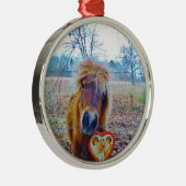 Valentijn hartpaard metalen ornament (Rechts)