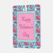 Valentijn HARTS PINK FLAMINGO, CUTE TORTELDUIFJES Metalen Ornament (Voorkant links)