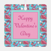 Valentijn HARTS PINK FLAMINGO, CUTE TORTELDUIFJES Metalen Ornament (Voorkant)