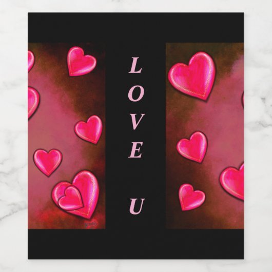 Valentijn Heart Art Wijn Etiket (Enkel label)