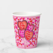 Valentijn Heart Balloons Paper Party Cup Papieren Bekers (Achterkant)