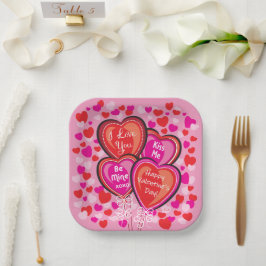 Valentijn Heart Balloons Square Paper Party Borden Papieren Bordje