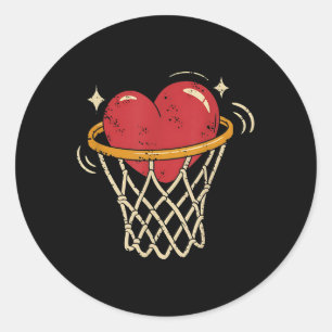 Valentijn Heart Basketball Hoop Love Players Fan Ronde Sticker
