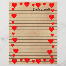 Valentijn - Heart Border Lined Writing Paper
