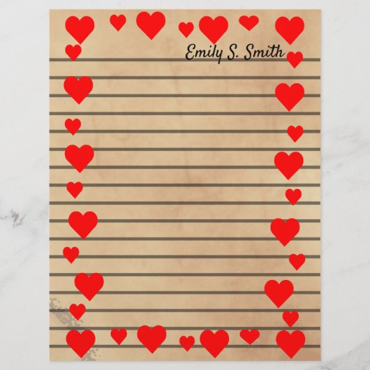  Valentijn - Heart Border Lined Writing Paper (Voorkant)
