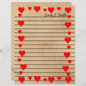  Valentijn - Heart Border Lined Writing Paper (Voorkant / Achterkant)