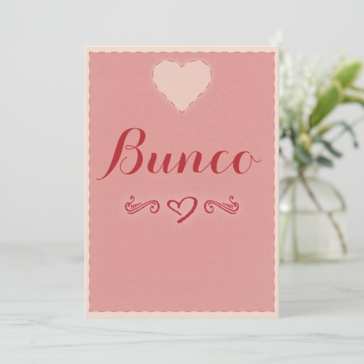 Valentijn Heart Bunco Uitnodiging (Staand voorkant)