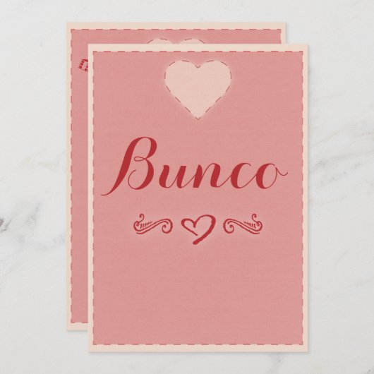 Valentijn Heart Bunco Uitnodiging (Voorkant / Achterkant)