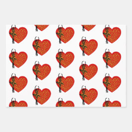 Valentijn Heart Butterfly Floral Gold Art Inpakpapier Vel