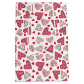 Valentijn Heart Cookies Patroon Medium Cadeauzakje (Voorkant)