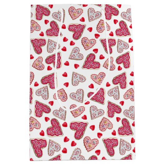 Valentijn Heart Cookies Patroon Medium Cadeauzakje (Voorkant)