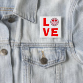 Valentijn Heart Eyes Emoji Love Vierkante Button 5,1 Cm (In situ)