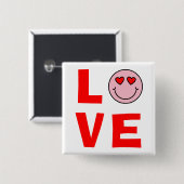 Valentijn Heart Eyes Emoji Love Vierkante Button 5,1 Cm (Voorkant /achterkant)