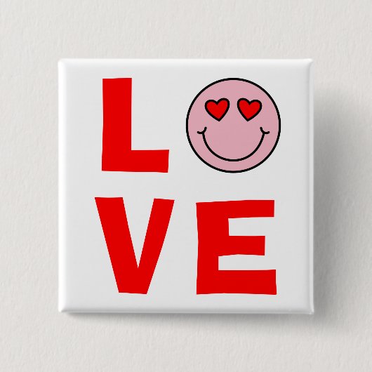 Valentijn Heart Eyes Emoji Love Vierkante Button 5,1 Cm (Voorkant)