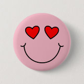 Valentijn Heart Eyes Emoji Ronde Button 5,7 Cm (Voorkant)