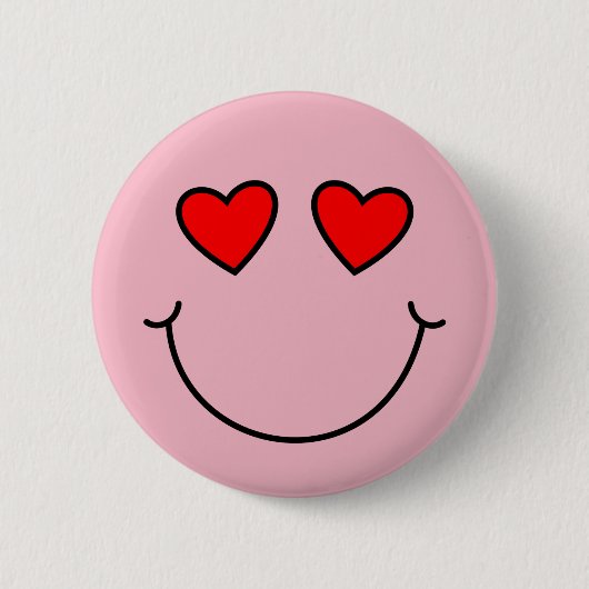 Valentijn Heart Eyes Emoji Ronde Button 5,7 Cm (Voorkant)