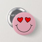 Valentijn Heart Eyes Emoji Ronde Button 5,7 Cm (Voorkant /achterkant)