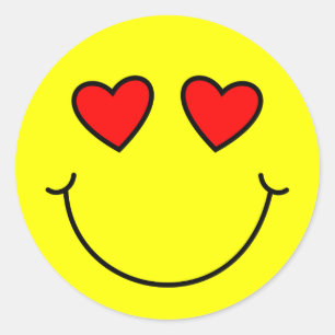 Valentijn Heart Eyes Emoji Yellow Ronde Sticker
