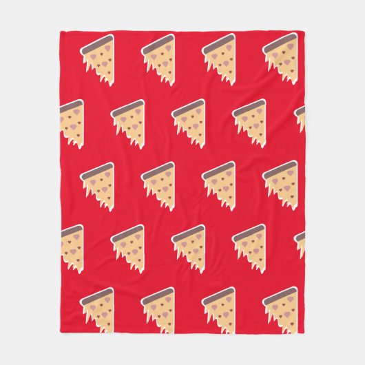 Valentijn Heart Hugs en Kisses Pizza Slice Fleece Deken (Voorkant)