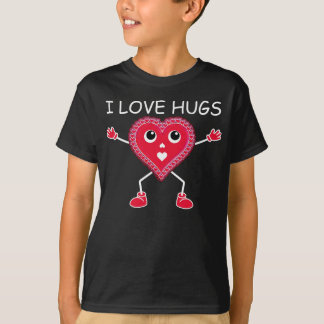 VALENTIJN-HEART-I LIVE HUGS-Cute, Funny, RED T-shirt