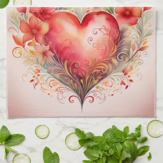 Valentijn Heart Kitchen Towel Theedoek (Gevouwen)