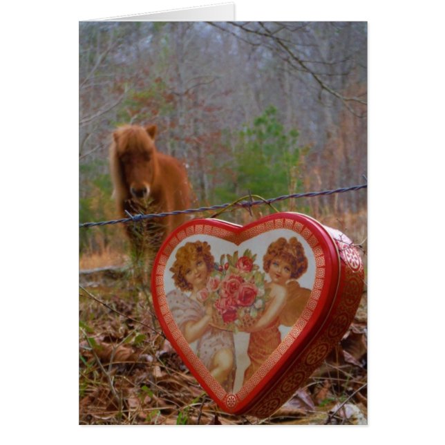Valentijn Heart Miniatuur brown Horse (Voorkant)