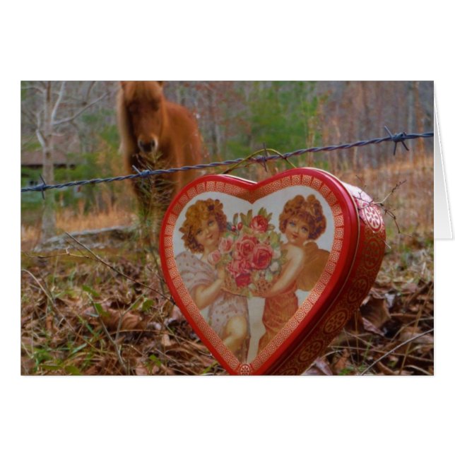 Valentijn Heart Miniatuur brown Horse (Voorkant Horizontaal)