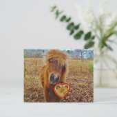 Valentijn Heart Miniatuur brown Horse Feestdagenkaart (Staand voorkant)
