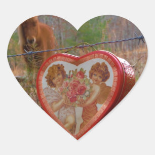 Valentijn Heart Miniatuur brown Horse Hart Sticker